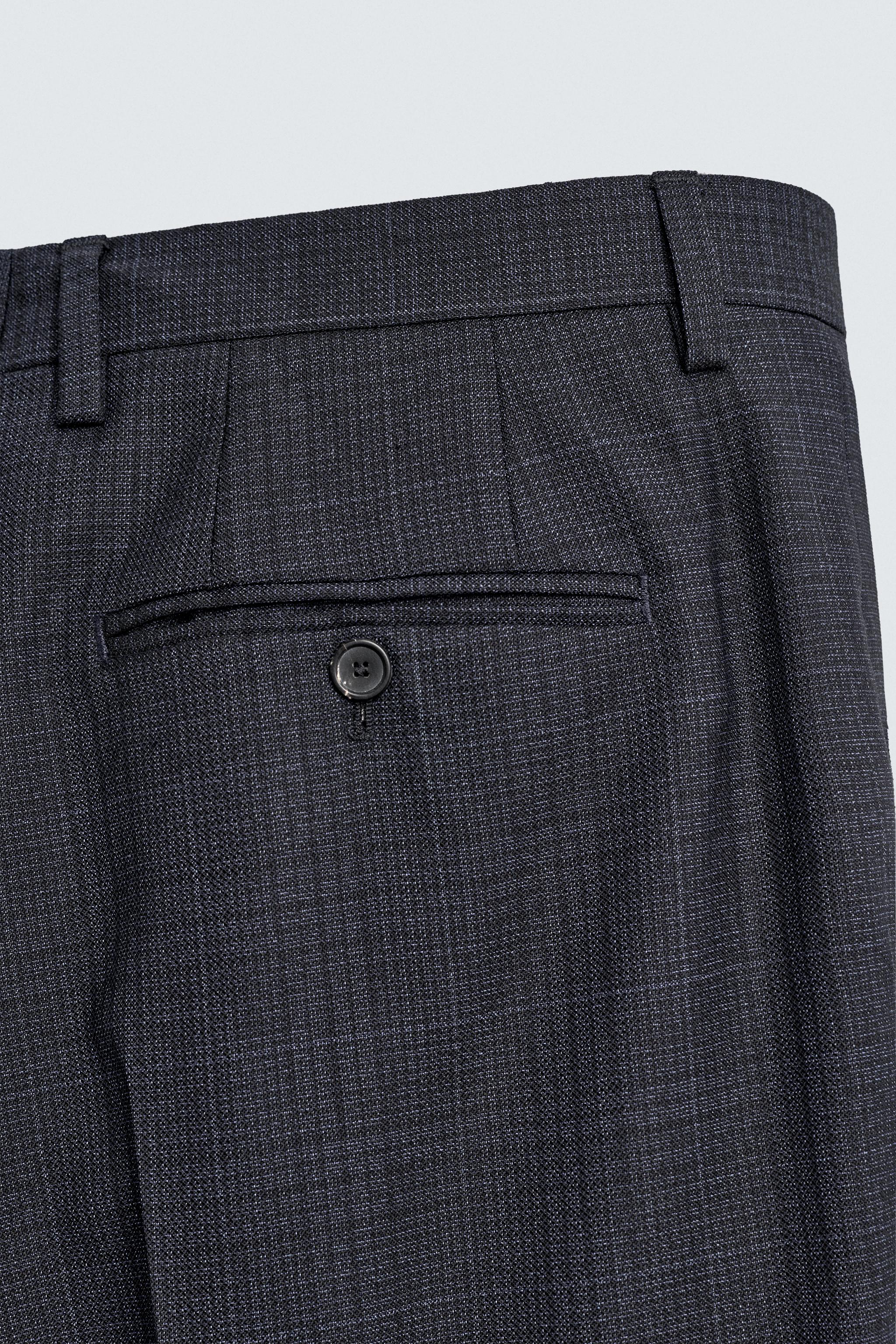 PANTALON DE COSTUME À CARREAUX 100% LAINE